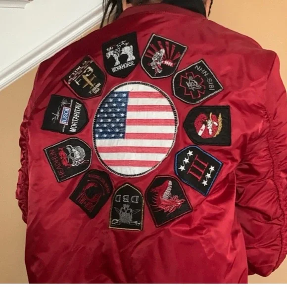 American Stitch Red  Unisex Bomber Jacket  Sz XXL Chest Measurement is 23 3/4” - Picture 2 of 3